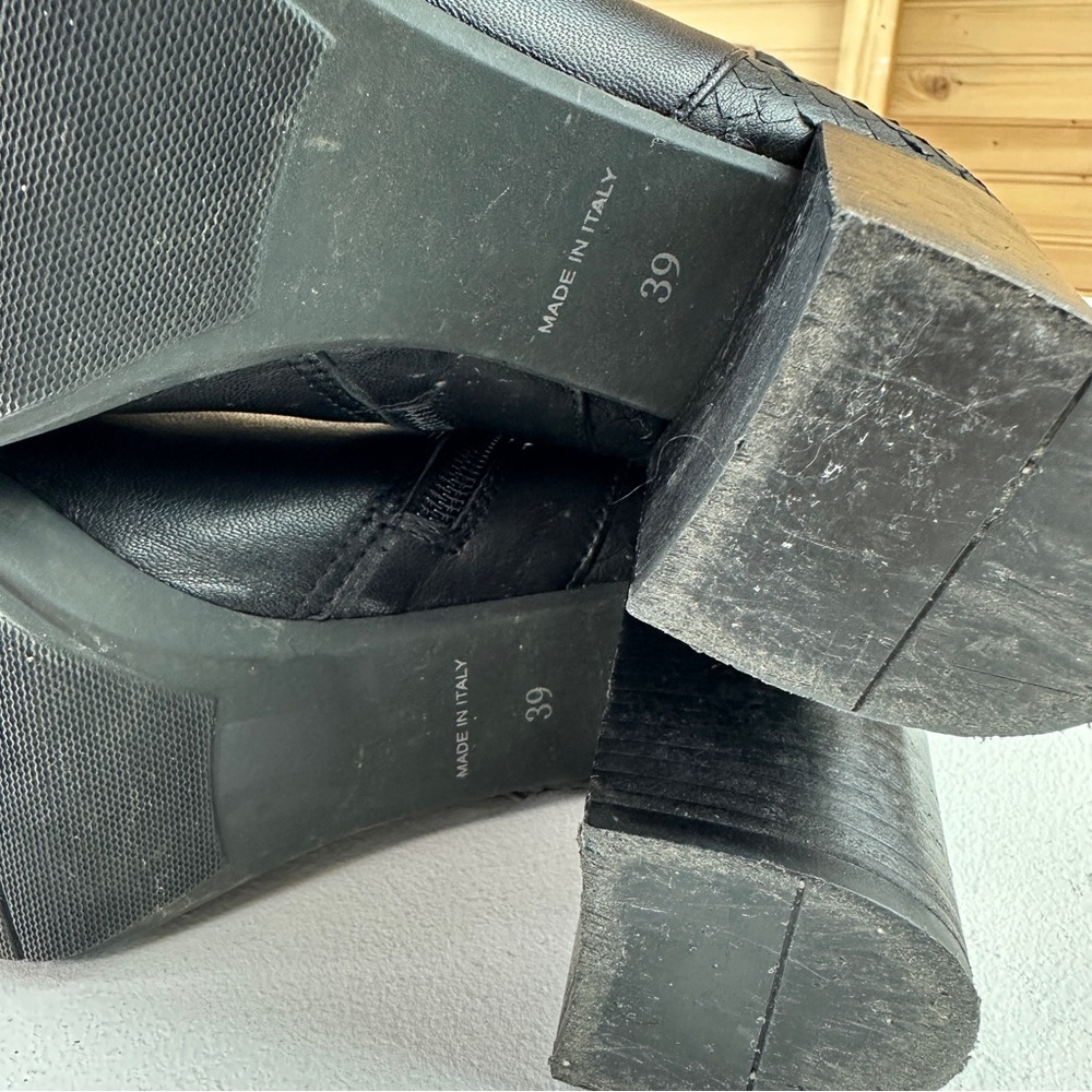 Dune London Knee-High Mid Block Heeled Black Boots Size EU 39 US 8 Dune Black - Picture 7 of 16